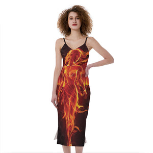 Phoenix Angel Print Slim Fit Midi Cami Dress