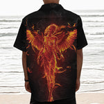 Phoenix Angel Print Textured Short Sleeve Shirt