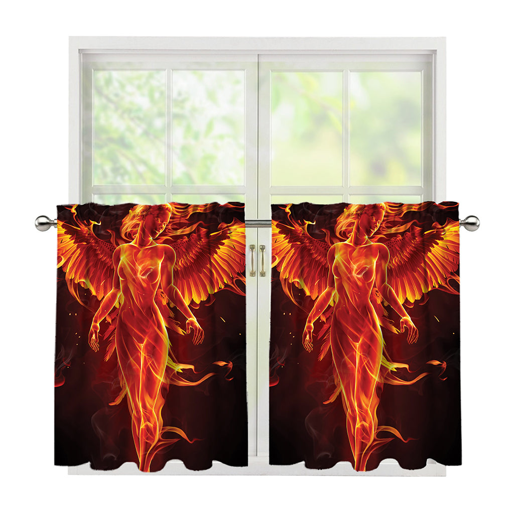Phoenix Angel Print Tier Curtains