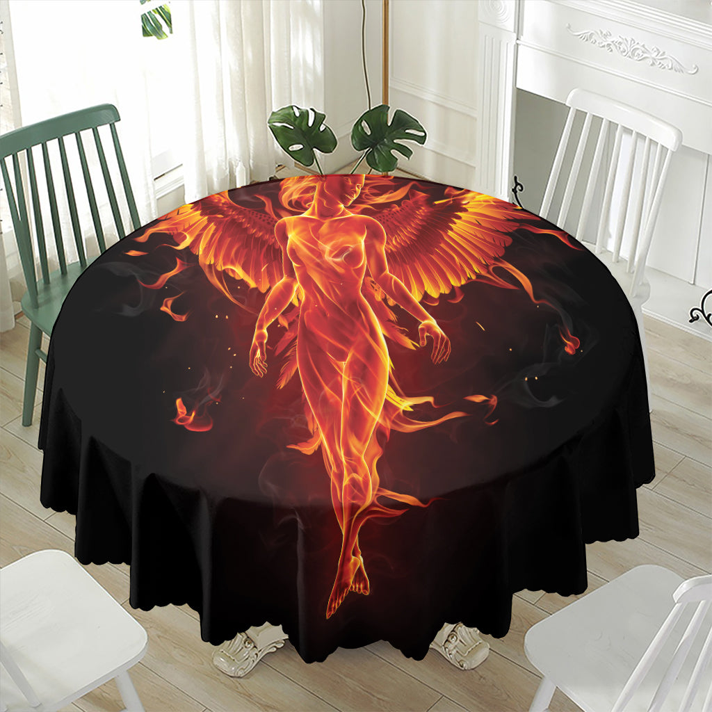 Phoenix Angel Print Waterproof Round Tablecloth