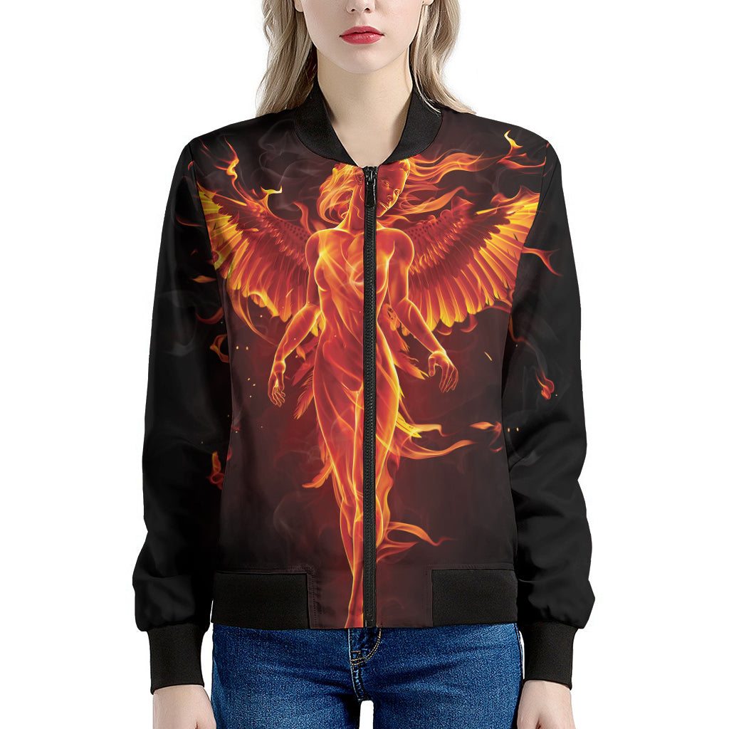 Phoenix Angel Print Women's Bomber Jacket