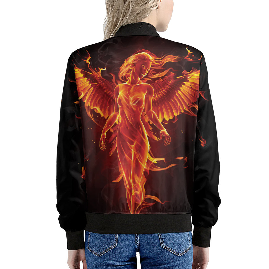 Phoenix Angel Print Women's Bomber Jacket