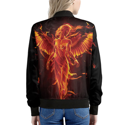 Phoenix Angel Print Women's Bomber Jacket