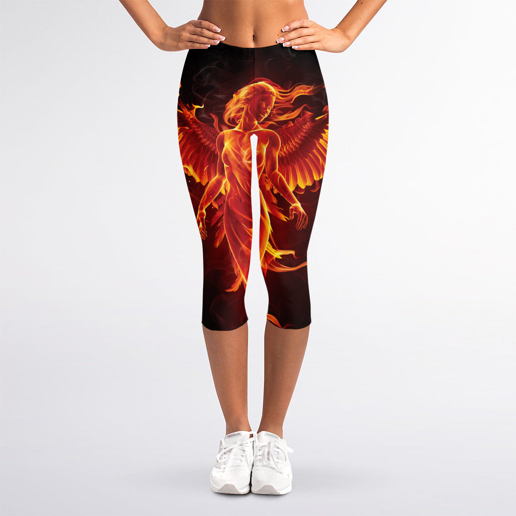 Phoenix Angel Print Women's Capri Leggings