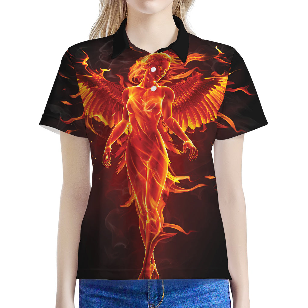 Phoenix Angel Print Women's Polo Shirt