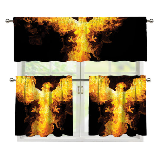 Phoenix Firebird Print 3 Piece Kitchen Curtains
