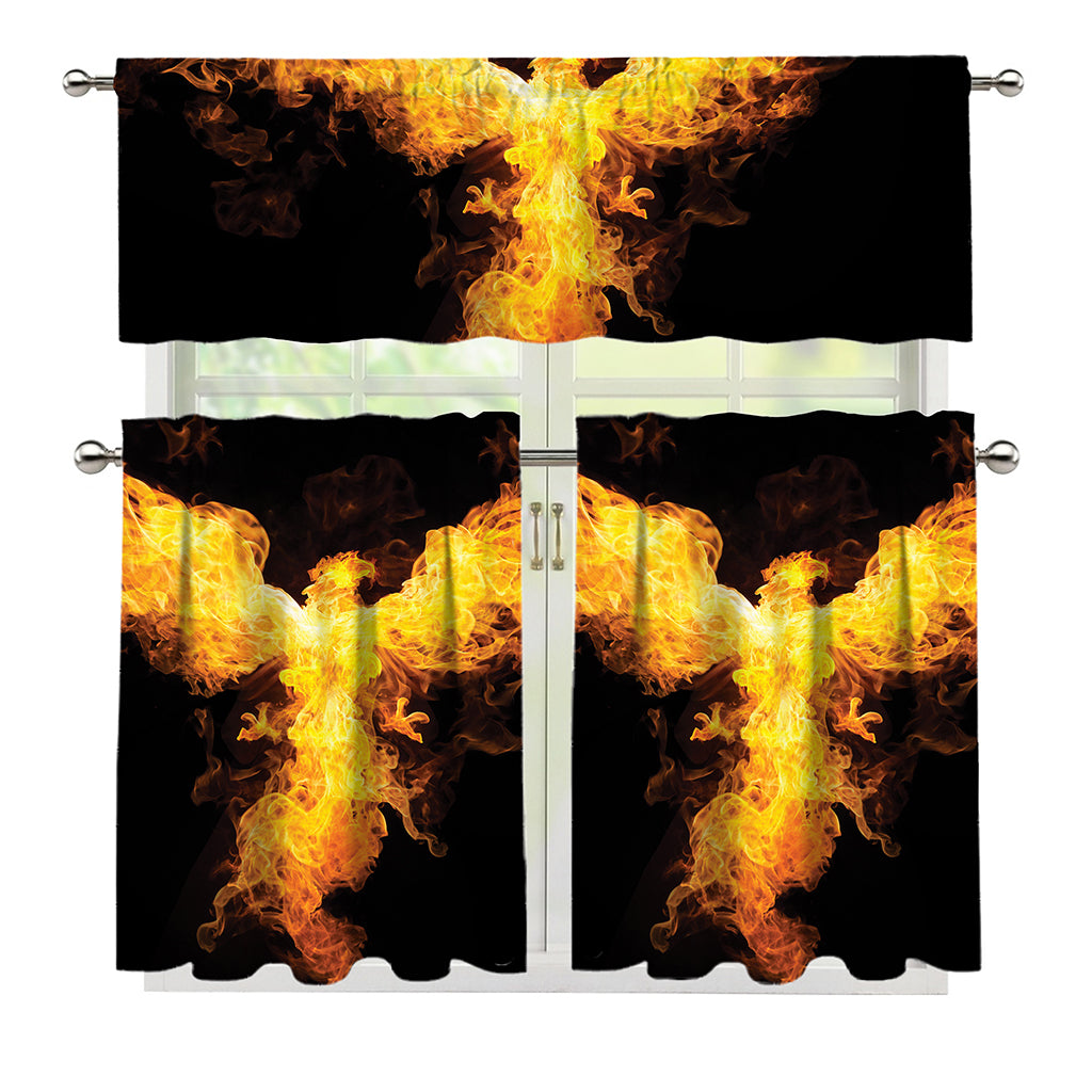 Phoenix Firebird Print 3 Piece Kitchen Curtains