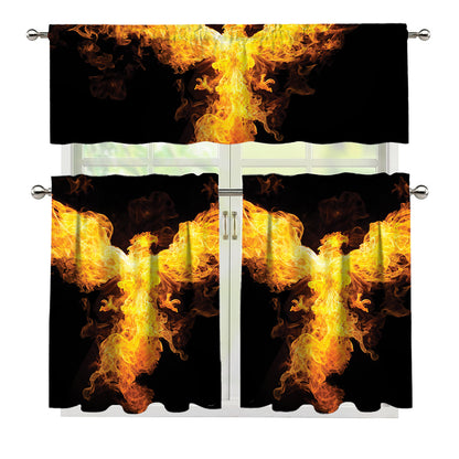 Phoenix Firebird Print 3 Piece Kitchen Curtains