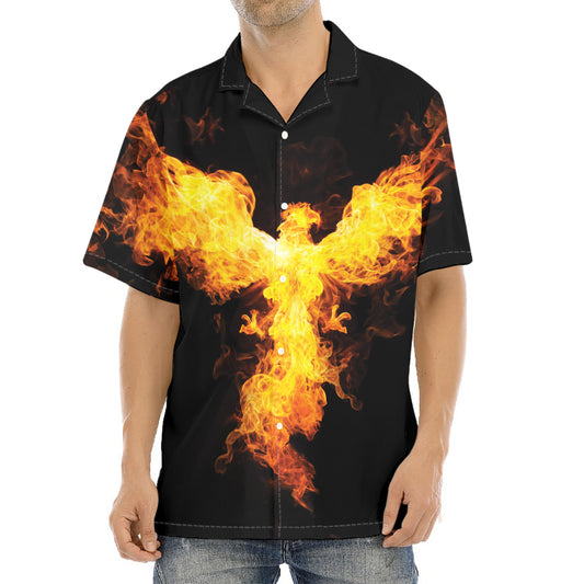 Phoenix Firebird Print Aloha Shirt