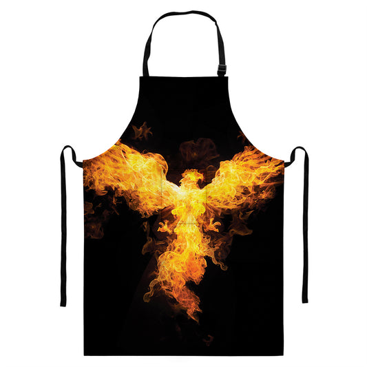 Phoenix Firebird Print Bib Apron With Pocket