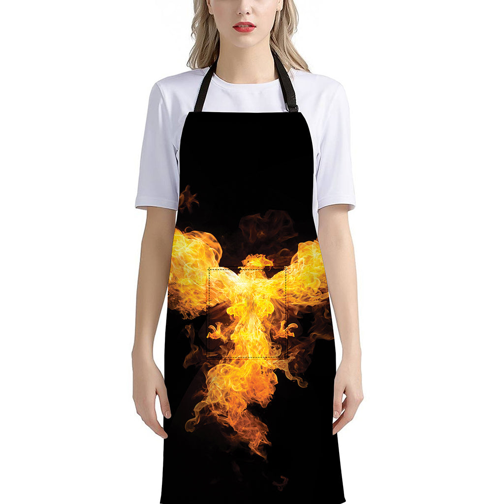 Phoenix Firebird Print Bib Apron With Pocket