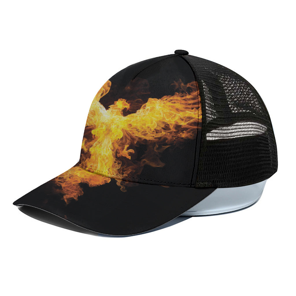 Phoenix Firebird Print Black Mesh Trucker Cap