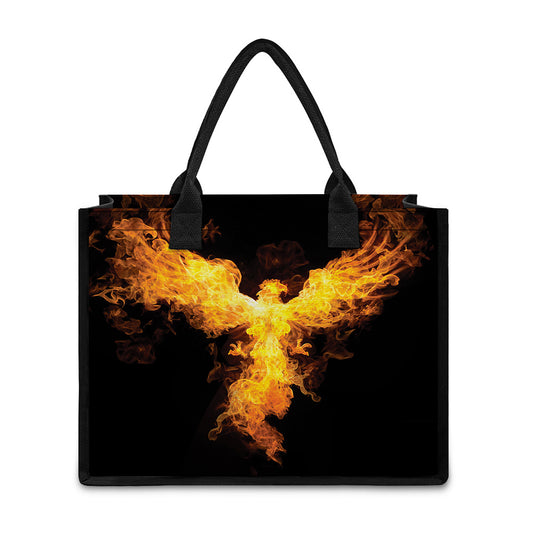Phoenix Firebird Print Canvas Tote Bag