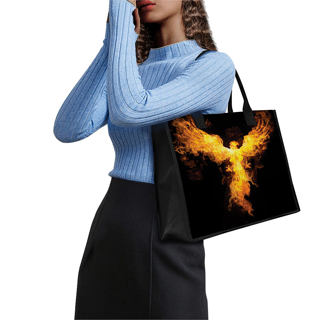 Phoenix Firebird Print Canvas Tote Bag