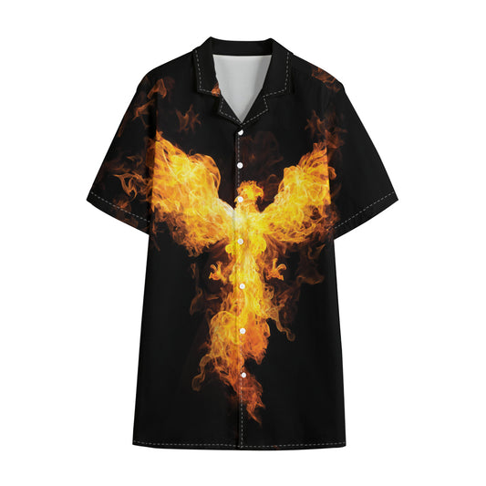 Phoenix Firebird Print Cotton Hawaiian Shirt