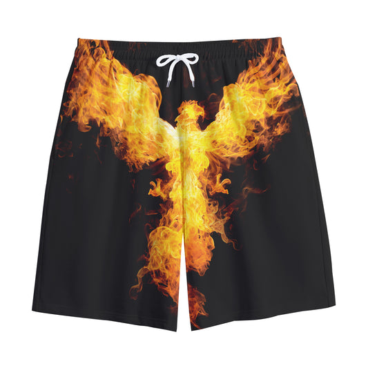 Phoenix Firebird Print Cotton Shorts