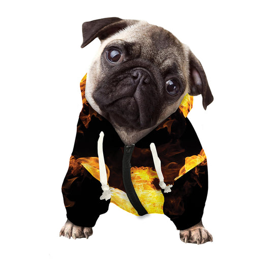 Phoenix Firebird Print Dog Zip Up Hoodie