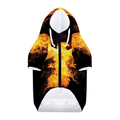 Phoenix Firebird Print Dog Zip Up Hoodie