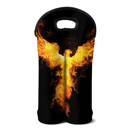 Phoenix Firebird Print Double Neoprene Wine Tote