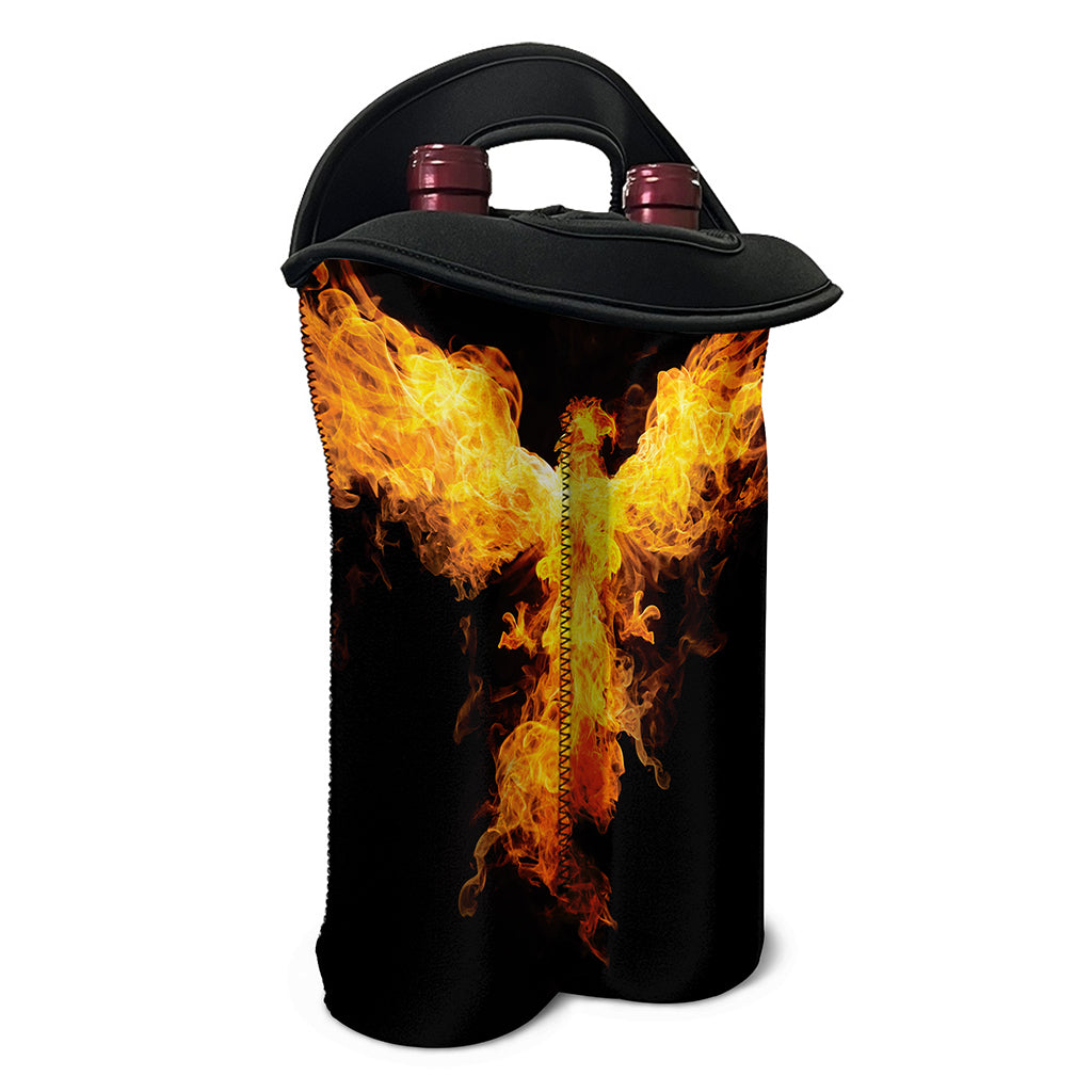 Phoenix Firebird Print Double Neoprene Wine Tote