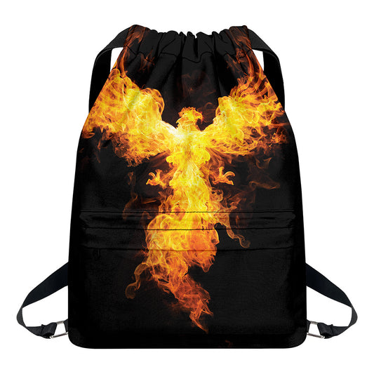Phoenix Firebird Print Drawstring Backpack