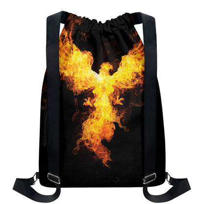 Phoenix Firebird Print Drawstring Backpack