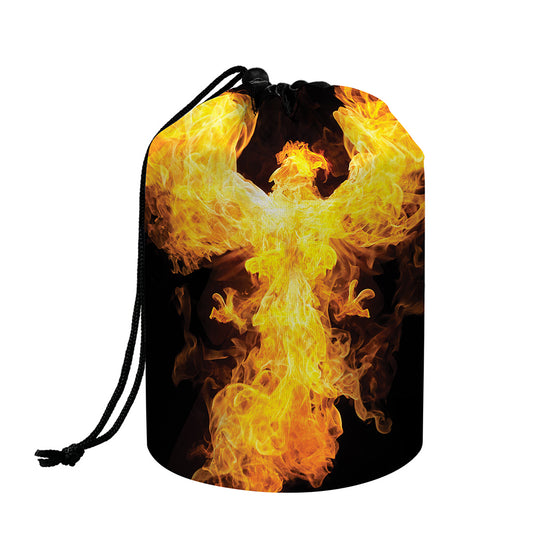 Phoenix Firebird Print Drawstring Makeup Bag