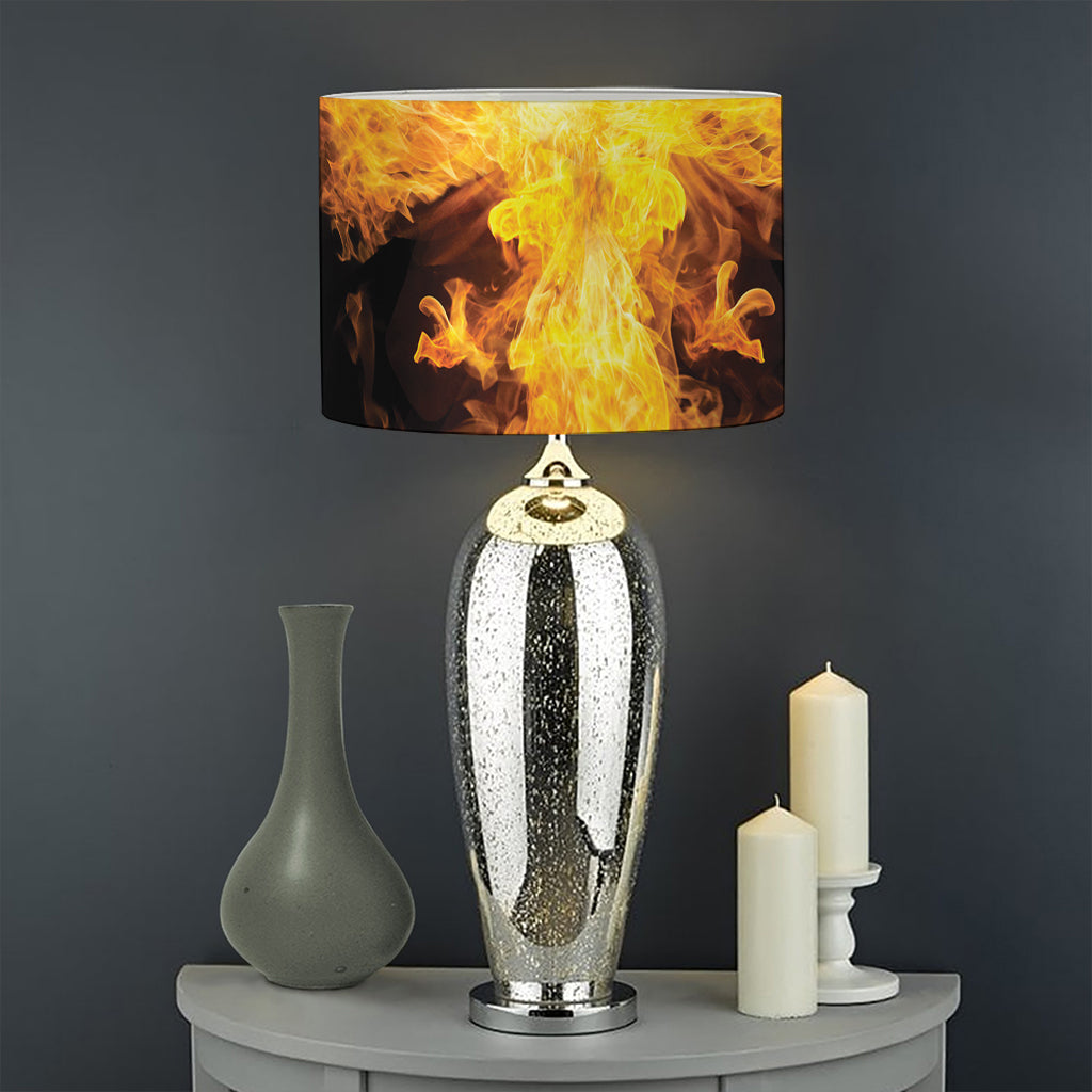 Phoenix Firebird Print Drum Lamp Shade
