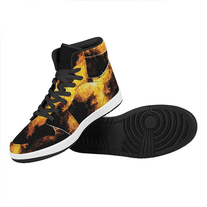 Phoenix Firebird Print High Top Leather Sneakers
