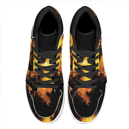 Phoenix Firebird Print High Top Leather Sneakers