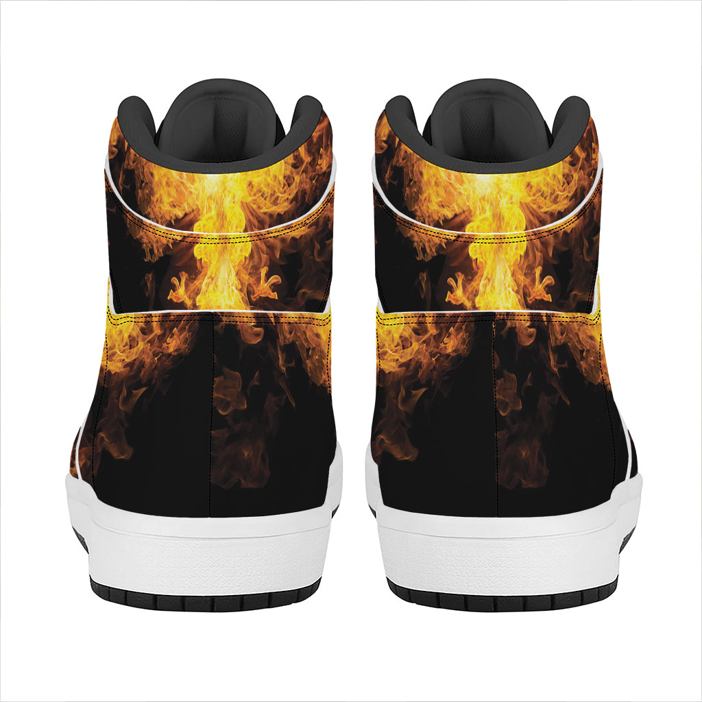 Phoenix Firebird Print High Top Leather Sneakers