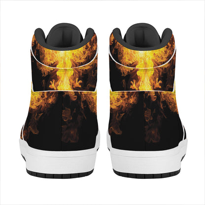 Phoenix Firebird Print High Top Leather Sneakers