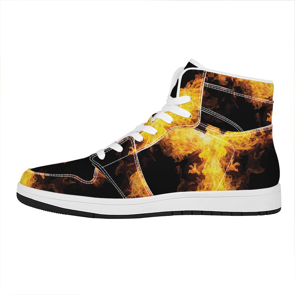 Phoenix Firebird Print High Top Leather Sneakers