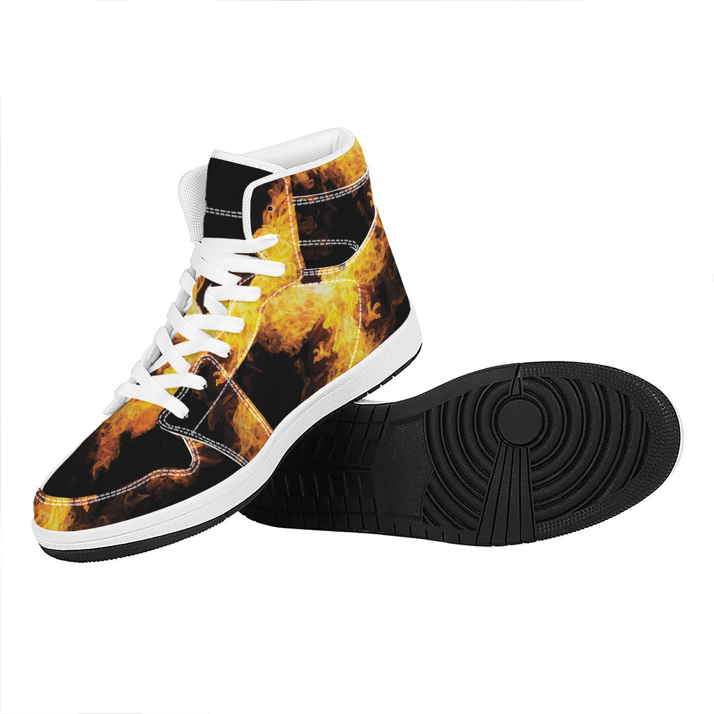 Phoenix Firebird Print High Top Leather Sneakers