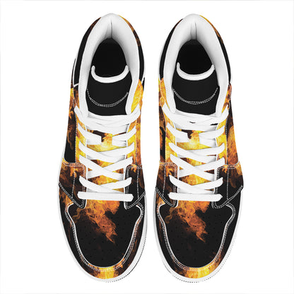 Phoenix Firebird Print High Top Leather Sneakers