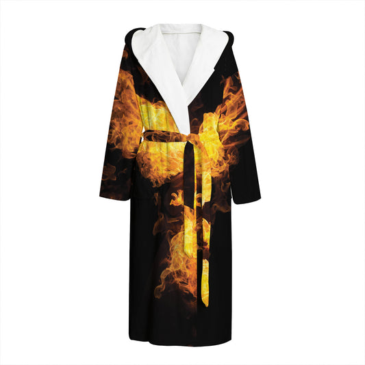 Phoenix Firebird Print Hooded Bathrobe