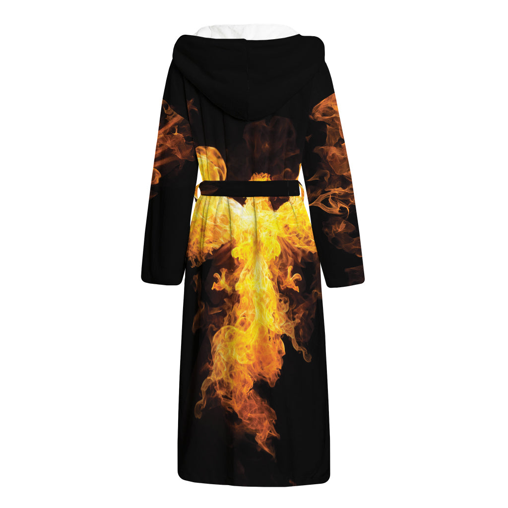 Phoenix Firebird Print Hooded Bathrobe