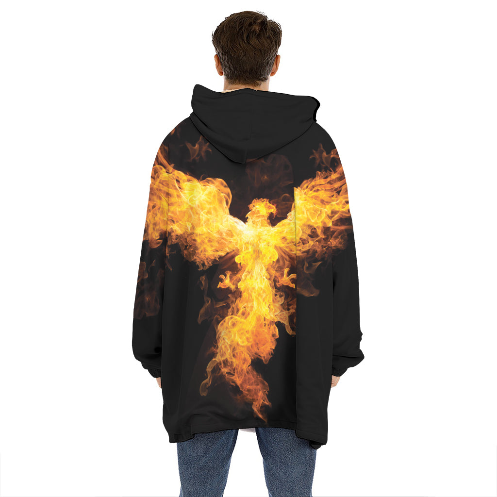 Phoenix Firebird Print Hoodie Blanket