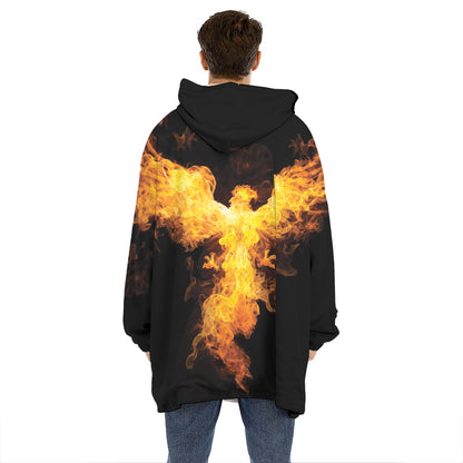 Phoenix Firebird Print Hoodie Blanket