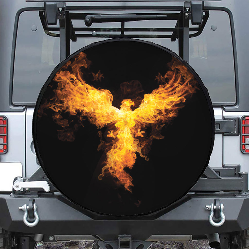 Phoenix Firebird Print Leather Spare Tire Cover