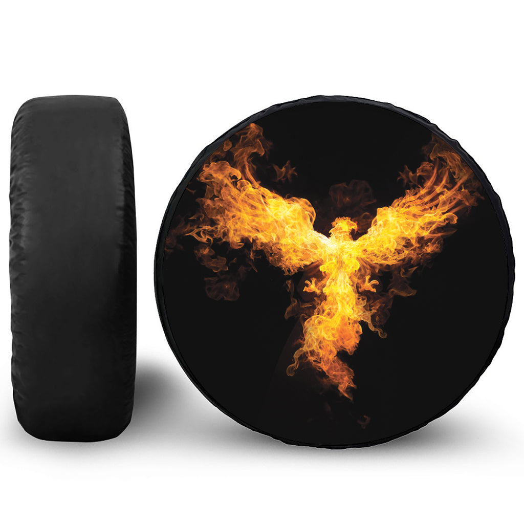 Phoenix Firebird Print Leather Spare Tire Cover