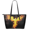 Phoenix Firebird Print Leather Tote Bag With Zipper