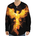 Phoenix Firebird Print Long Sleeve Baseball Jersey