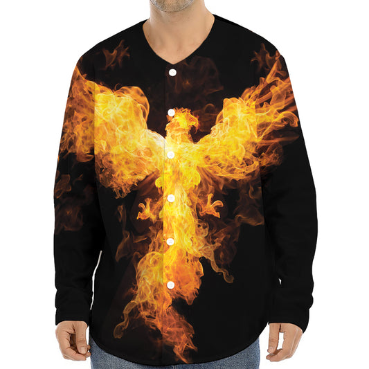 Phoenix Firebird Print Long Sleeve Baseball Jersey