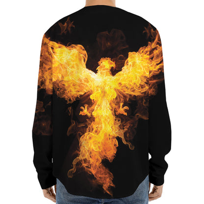 Phoenix Firebird Print Long Sleeve Baseball Jersey