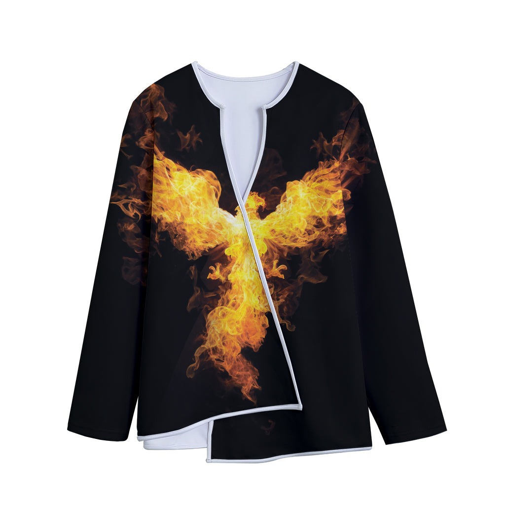 Phoenix Firebird Print Long Sleeve Short Coat