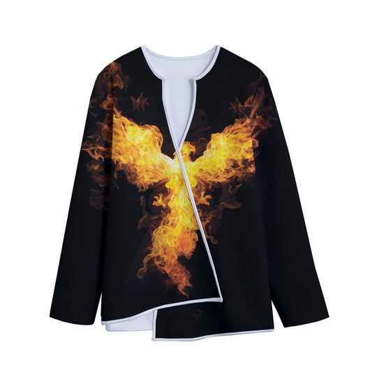 Phoenix Firebird Print Long Sleeve Short Coat