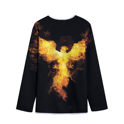 Phoenix Firebird Print Long Sleeve Short Coat