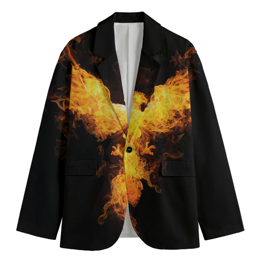Phoenix Firebird Print Men's Cotton Blazer