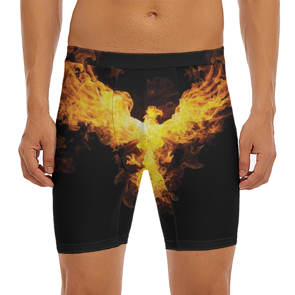 Phoenix Firebird Print Men's Long Boxer Briefs